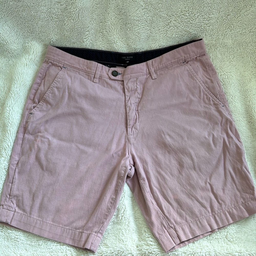 Ted Baker | 34R | Men's Pink Chino Shorts Flat Front Casual Cotton Preppy Fratty
